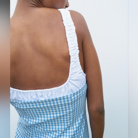 ZARA COMBINATION GINGHAM DRESS - Picture 5 of 9